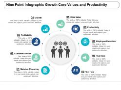 Nine point infographic growth core values and productivity