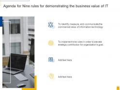 Nine rules for demonstrating the business value of it powerpoint presentation slides