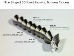 Nine staged 3d spiral showing business process