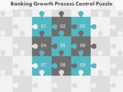 Nine staged banking growth process control puzzle diagram powerpoint slides