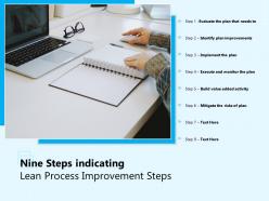 Nine steps indicating lean process improvement steps