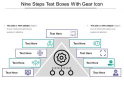 Nine Steps Text Boxes With Gear Icon