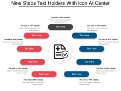 Nine steps text holders with icon at center