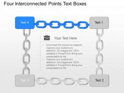 Nj four interconnected points text boxes powerpoint template