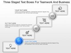 Nj three staged text boxes for teamwork and business powerpoint temptate