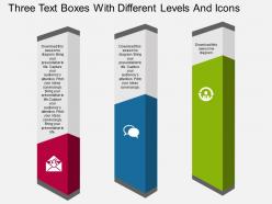 Nj three text boxes with different levels and icons flat powerpoint design