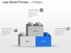 Nk three level lego blocks with icons powerpoint template slide