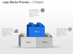Nk three level lego blocks with icons powerpoint template slide
