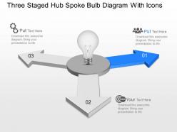 Nm three staged hub spoke bulb diagram with icons powerpoint template slide