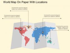 Nm world map on paper with locations flat powerpoint design