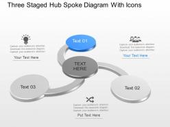 Nn three staged hub spoke diagram with icons powerpoint template slide