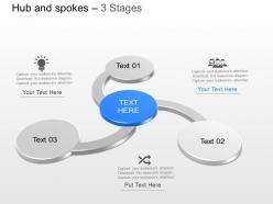 Nn three staged hub spoke diagram with icons powerpoint template slide