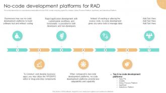No Code Development Platforms For RAD Methodology Ppt Slides Format