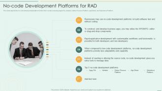 No Code Development Platforms For RAD Rapid Application Development Model Ppt Slides