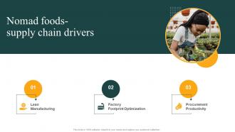 Nomad Foods Supply Chain Drivers Convenience Food Industry Report Ppt Summary