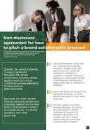 Non Disclosure Agreement For How To Pitch A Brand Collaboration Proposal One Pager Sample Example Document