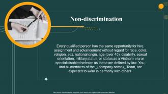 Non Discrimination Employee Handbook Template Ppt Professional Clipart Images