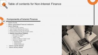 Non Interest Finance Table Of Contents Fin SS V