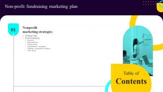 Non Profit Fundraising Marketing Plan For Table Of Contents Ppt Infographic Template Icon
