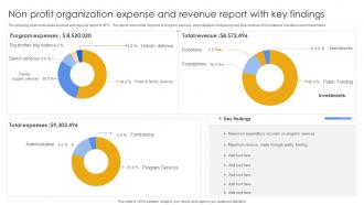 Non Profit Organization Expense And Revenue Report With Key Findings