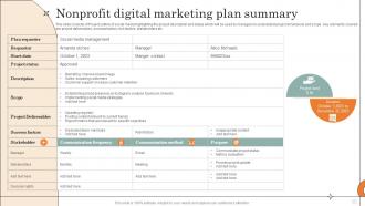 Nonprofit Digital Marketing Plan Summary
