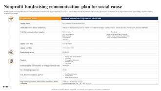 Nonprofit Fundraising Communication Plan For Social Cause
