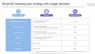 Nonprofit Marketing Plan Strategy With Budget Allocation
