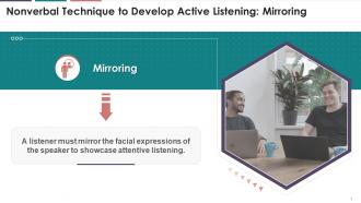 Nonverbal Technique Of Mirroring To Develop Active Listening Training Ppt