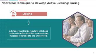 Nonverbal Technique Of Smiling To Develop Active Listening Training Ppt