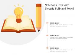 Notebook icon with electric bulb and pencil