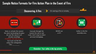 Notice For Action Plan In Case Of Fire Training Ppt