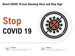Novel covid 19 icon showing virus and stop sign
