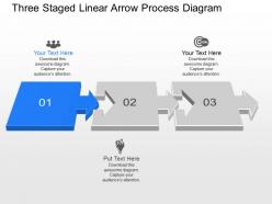 Nr three staged linear arrow process diagram powerpoint template slide