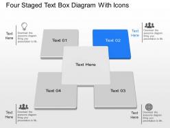 Nu four staged text box diagram with icons powerpoint template