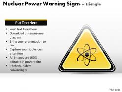 Nuclear power warning signs triangle powerpoint presentation slides