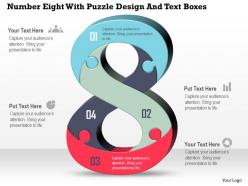 Number eight with puzzle design and text boxes powerpoint template