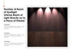 Number of beam of spotlight intense beam of light directly on to a place of theater