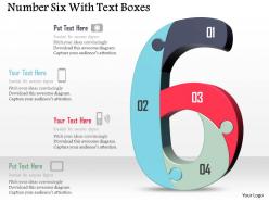 Number six with text boxes powerpoint template