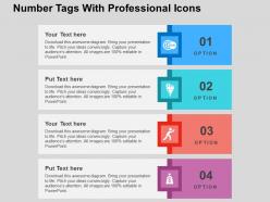 Number tags with professional icons flat powerpoint design