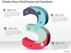 Number Three With Puzzles And Text Boxes Powerpoint Template