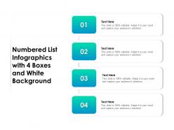 Numbered list infographics with 4 boxes and white background