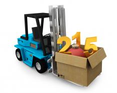 Numbers in carton full with cartons on truck stock photo