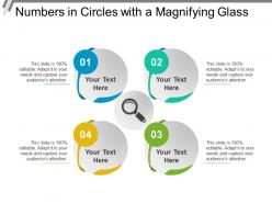 Numbers in circles with a magnifying glass