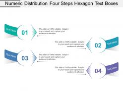 Numeric distribution four steps hexagon text boxes