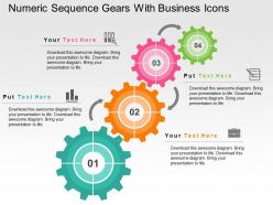 Numeric sequence gears with business icons flat powerpoint design