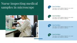 Nurse Inspecting Medical Samples In Microscope