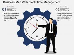 Ob business man with clock time management flat powerpoint design