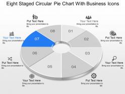 Ob eight staged circular pie chart with business icons powerpoint template