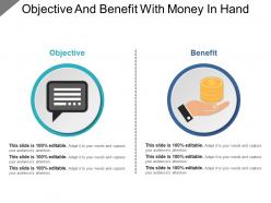 Objective and benefit with money in hand powerpoint guide