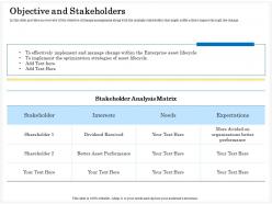 Objective and stakeholders matrix ppt powerpoint presentation gallery slideshow
